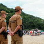 Polícia Militar no balneário Ipanema, em Pontal do Paraná
