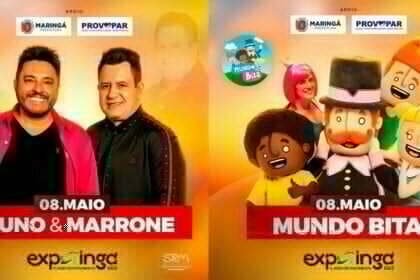 Prefeitura presenteia maringaenses com shows de Bruno & Marrone e Mundo Bita na Expoingá