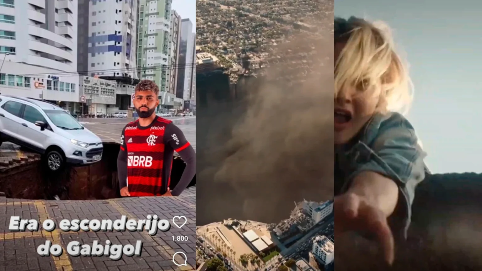 Cratera de Maringá que quase engoliu carro "vira meme" nas redes sociais