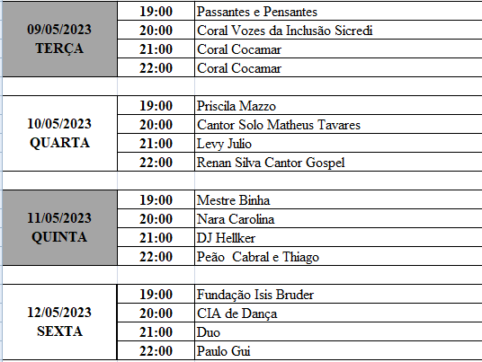 Palco Cultural da Expoingá 2023 conta com mais de 100 atrações