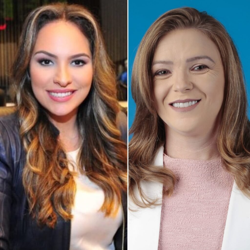 Deputada Maria Victoria (PP) e a secretária da Mulher, Igualdade Racial e Pessoa Idosa, Leandre Dal Ponte