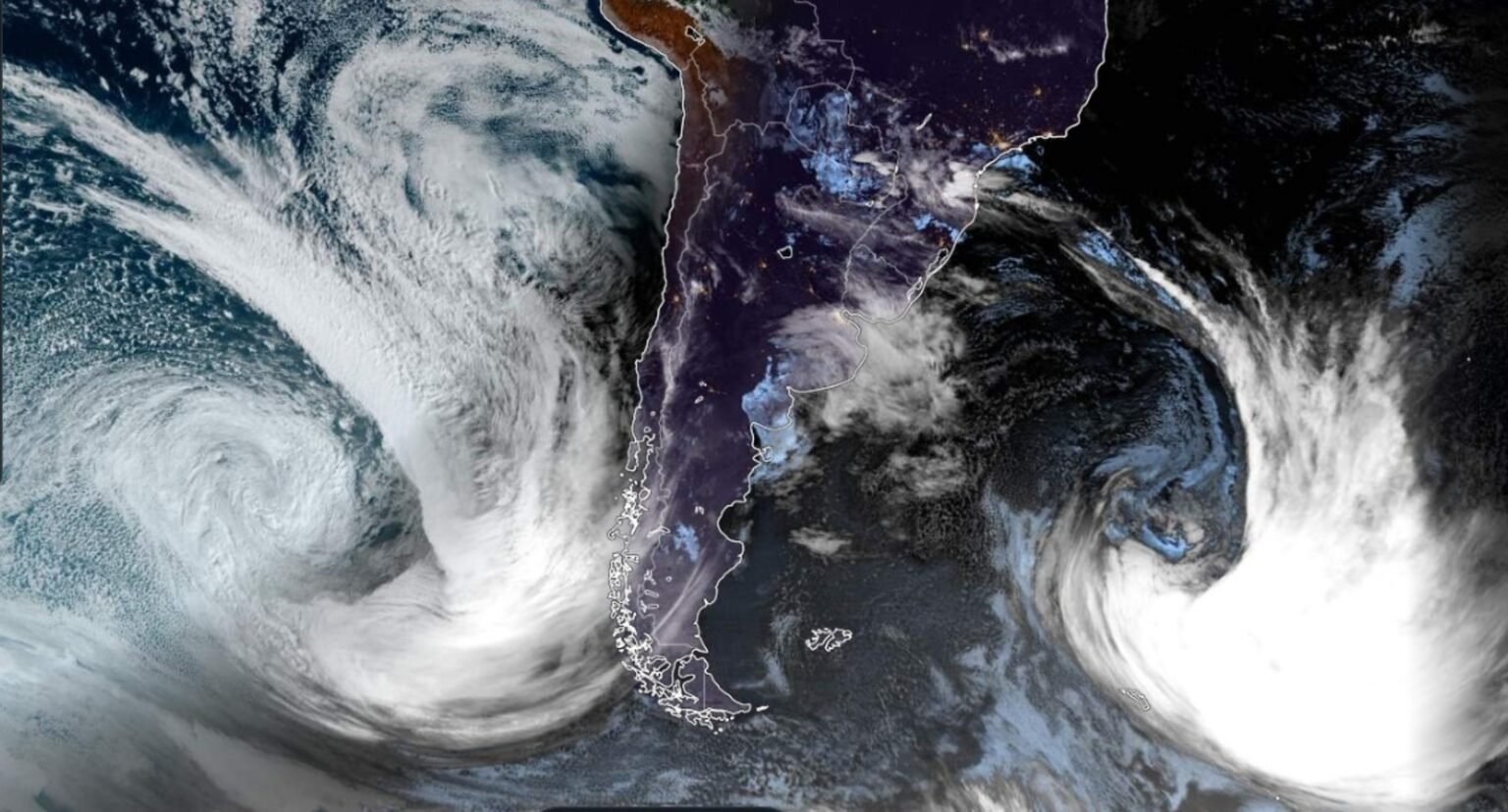 Ciclones se formam junto ao Sul