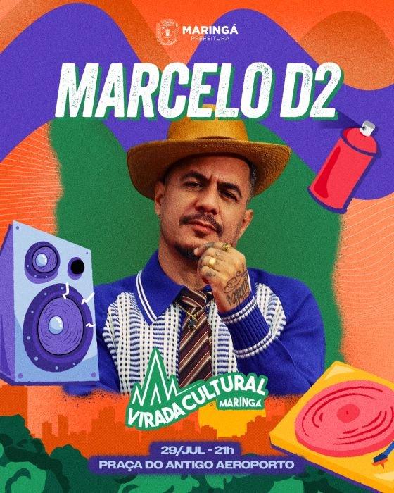 Maringá realiza ′Virada Cultural′ com shows de Marcelo D2, Roberta Sá e atrações locais nos dias 29 e 30 de julho; confira a programação completa