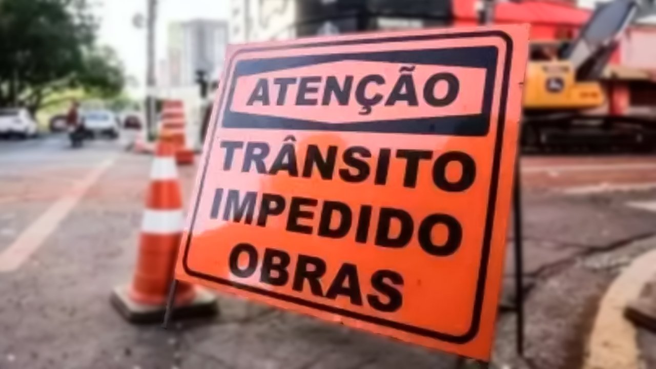 Interdição, Trânsito-impedido, obras na pista.