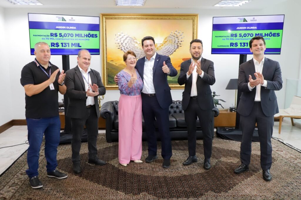 Governador Ratinho Junior Jardim e a prefeita de Jardim Olinda, Lucimar de Souza Morais