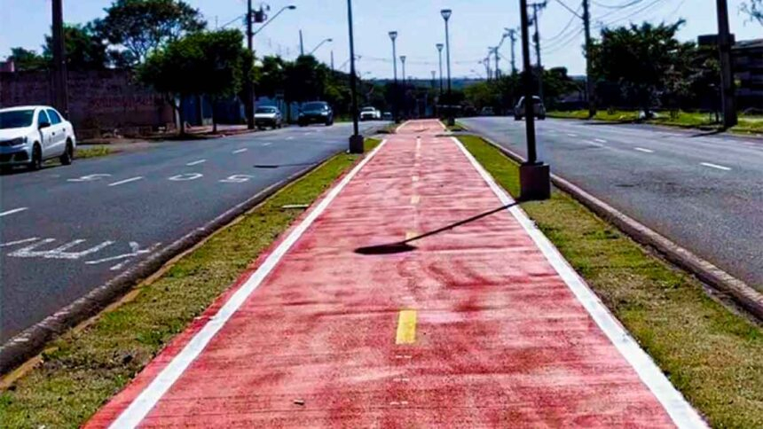 Nova ciclovia da Avenida Mário Clapier Urbinati, no Jardim Universitário