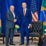 O presidente Luiz Inácio Lula da Silva (PT) e o presidente dos Estados Unidos, Joe Biden