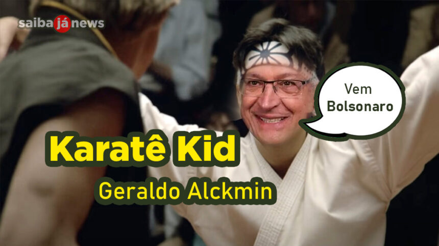 O presidente em exercício Geraldo Alckmin (PSB) versão Daniel San do filme Karate Kid. Foto: Meme criado pelo Repórter Jota Silva