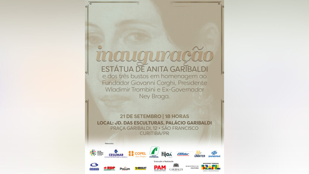 Palácio Garibaldi inaugura escultura de Anita Garibaldi