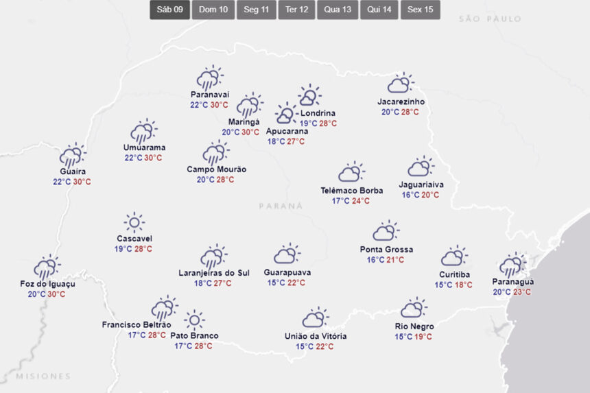 Mapa do Paraná por Simepar