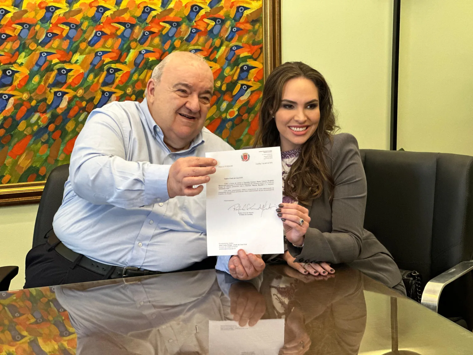 Prefeito de Curitiba, Rafael Greca (PSD) e a deputada estadual Maria Victoria (PP)