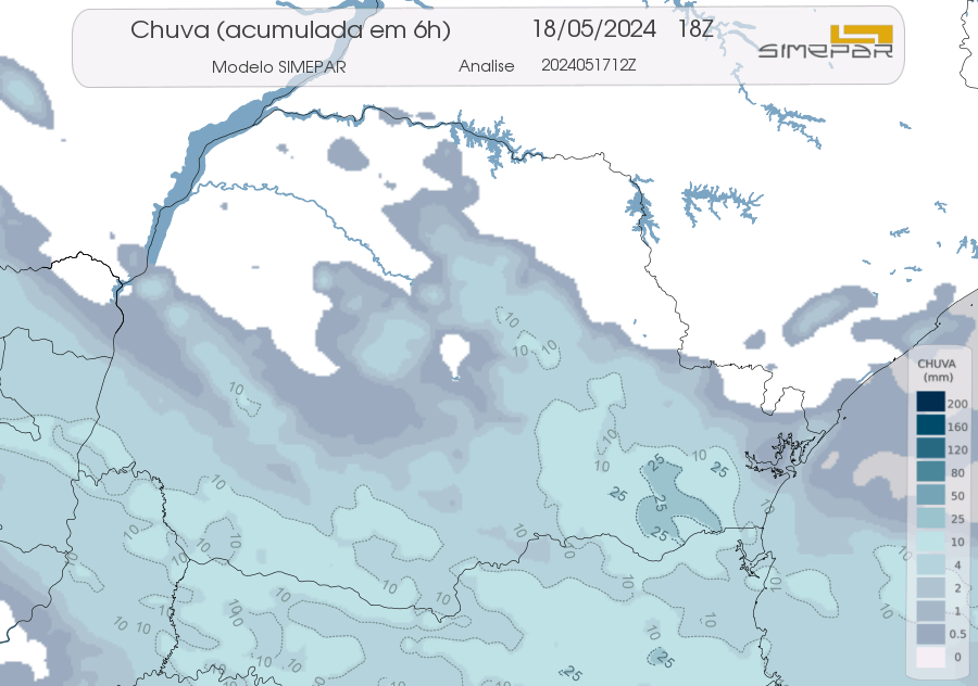 Radar Simepar, previsão do tempo