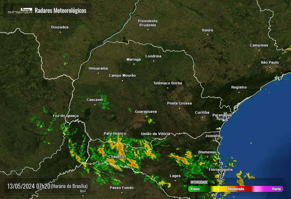 Radar Simepar, previsão do tempo