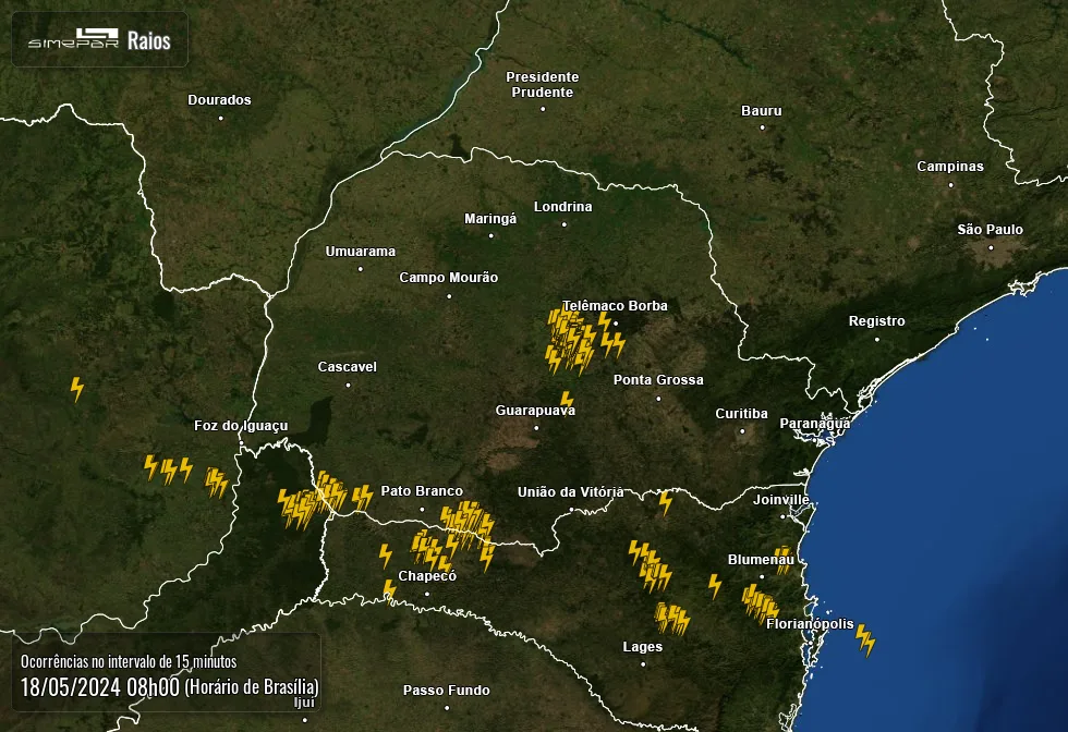 Radar Simepar, previsão do tempo