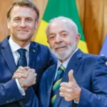 Presidente francês Emmanuel Macron e presidente Lula do Brasil