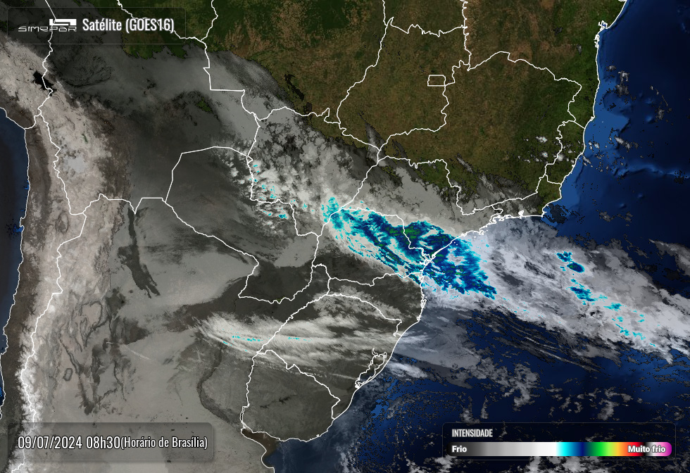 Radar Simepar, previsão do tempo no Paraná