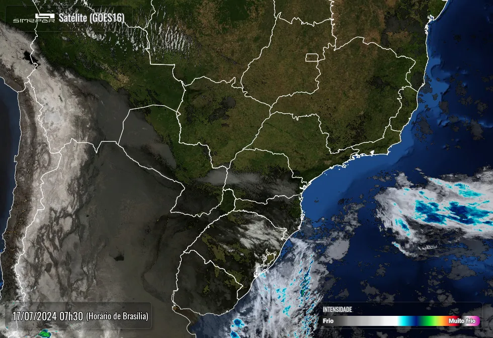 Radar Simepar, previsão do tempo para o Paraná