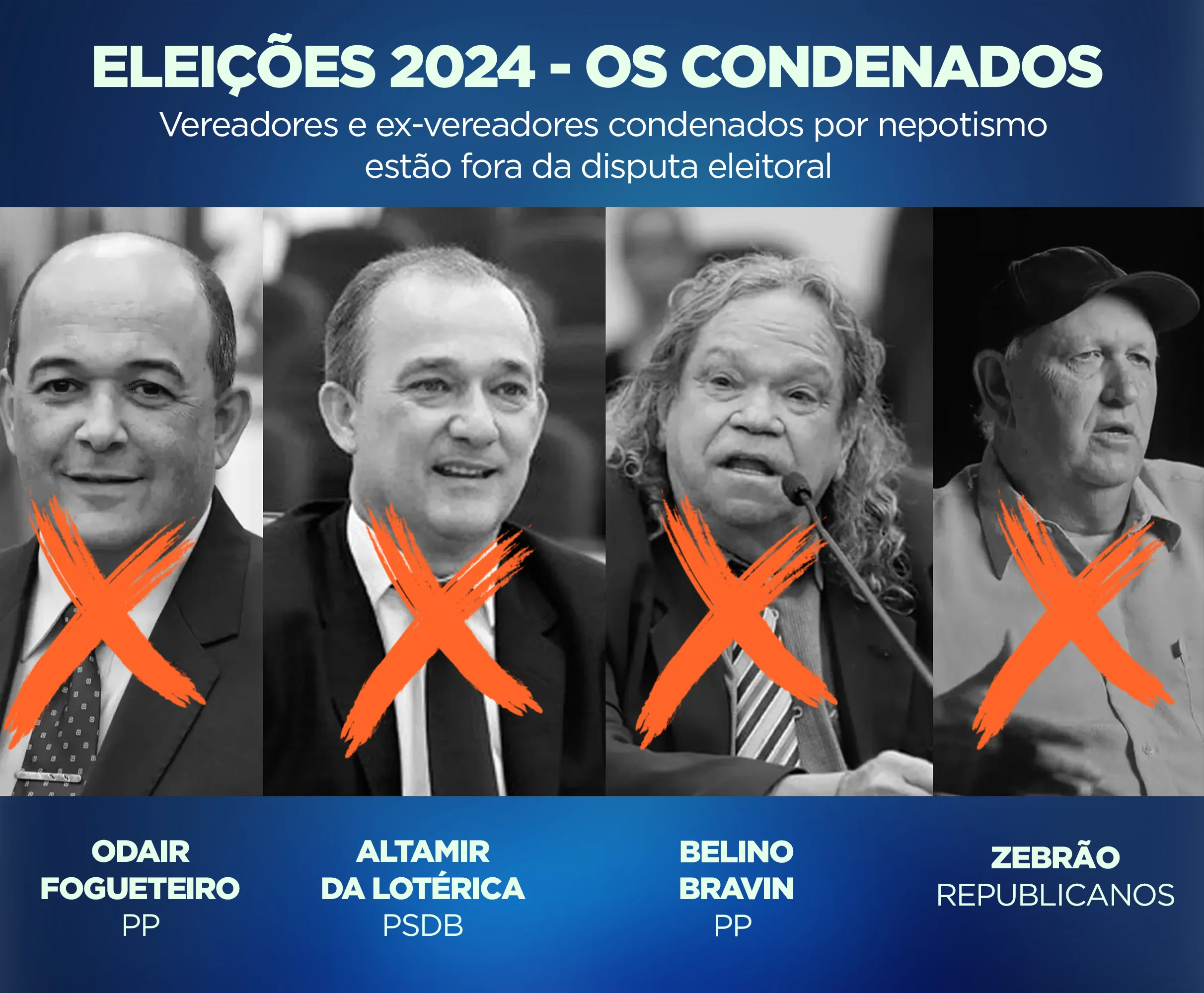 Odair Fogueteiro (PP), Altamir da Lotérica (PSDB), Belino Brazin (PP) e Zebrão (Republicanos)