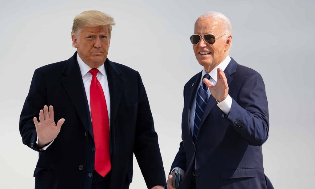 O presidente eleito Donald Trump e o presidente norte-americano, Joe Biden