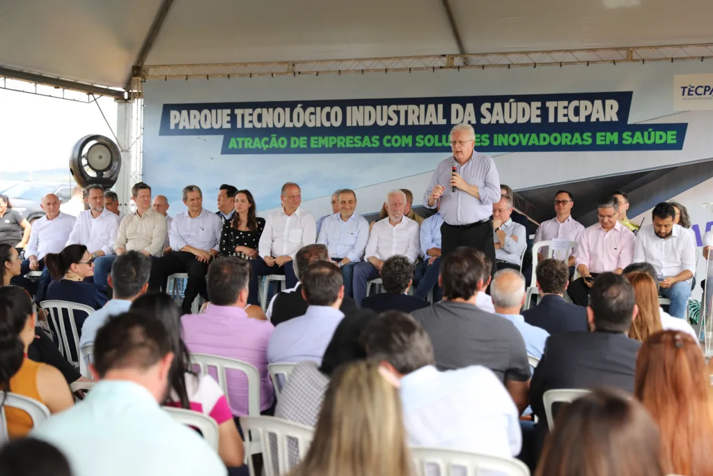 obras do Parque Tecnológico Industrial da Saúde do Tecpar em Maringá
