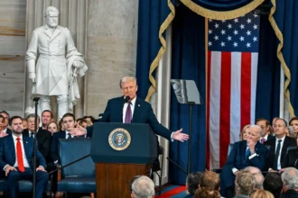 Peimeiro discurso de cerca de 30 minutos, de Donald Trump como novo presidente dos Estados Unidos em 2025