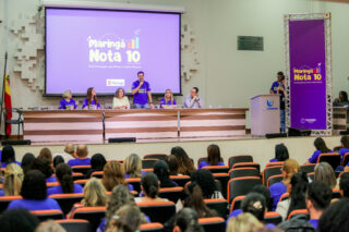 A primeira formação docente para aprimorar práticas pedagógicas ocorreu nesta terça, 18, no Auditório Dona Etelvina, na UniCesumar (Crédito: Rafael Macri / PMM)