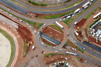 Obras no trevo do Catuaí (Crédito: Arquivo/PMM)