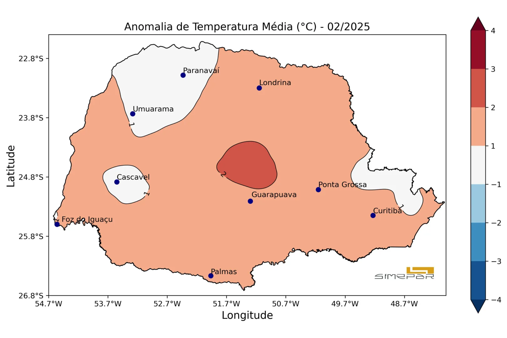 23 cidades tiveram o fevereiro mais quente da média histórica no paraná, diz Simepar