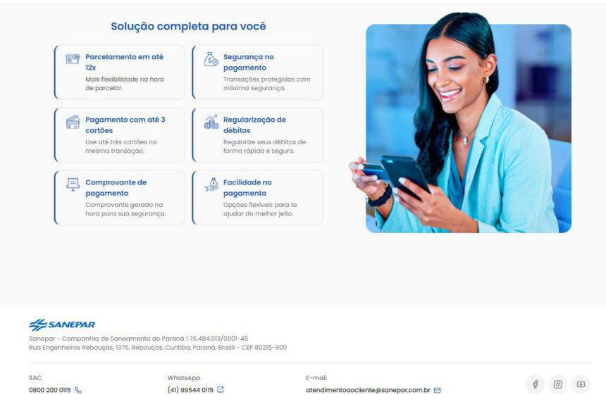 Sanepar disponibiliza pagamento de fatura com cartão de crédito pelo site