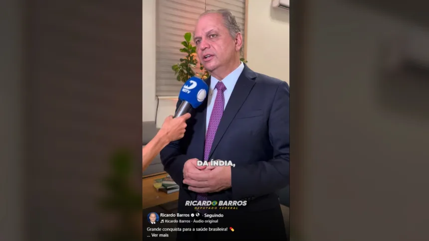 Deputado federal Ricardo Barros sobre o acordo garante produção nacional de medicamentos de alta tecnologia em Itajaí
