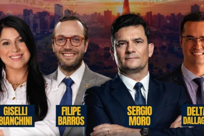 A vereadora Giselli Bianchini (PL), o senador Sergio Moro, do deputado federal Filipe Barros e o Deltan Dallagnol.