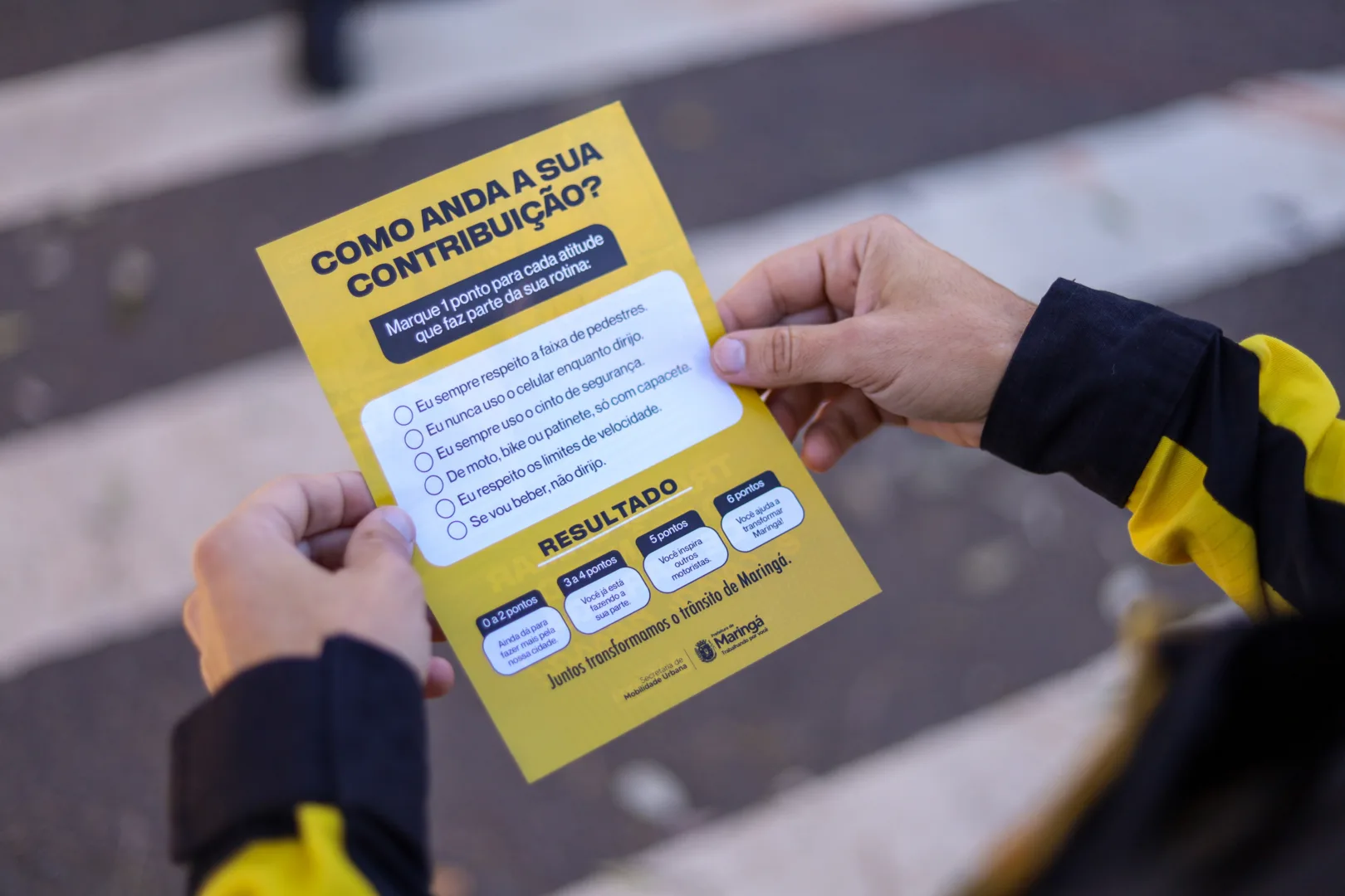Blitze educativas sobre a preferência ao pedestre já passaram por 16 pontos de Maringá 3 Blitze educativas