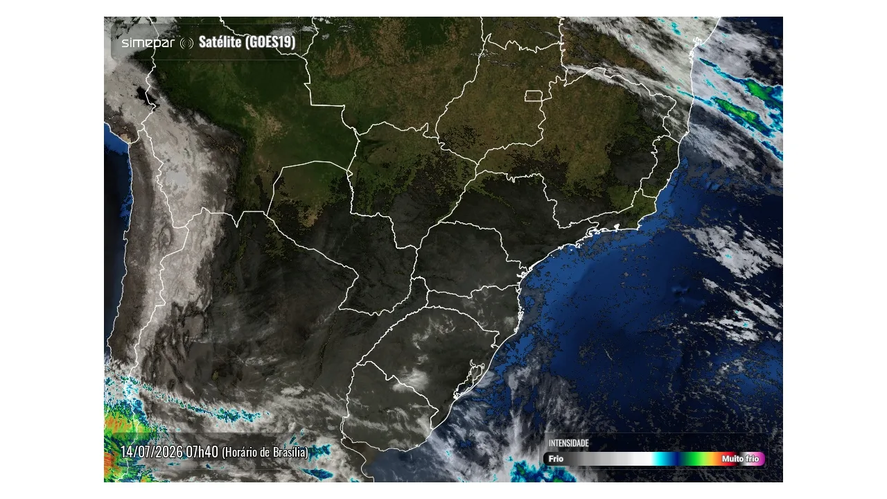Radar Simepar, previsão do tempo no Paraná
