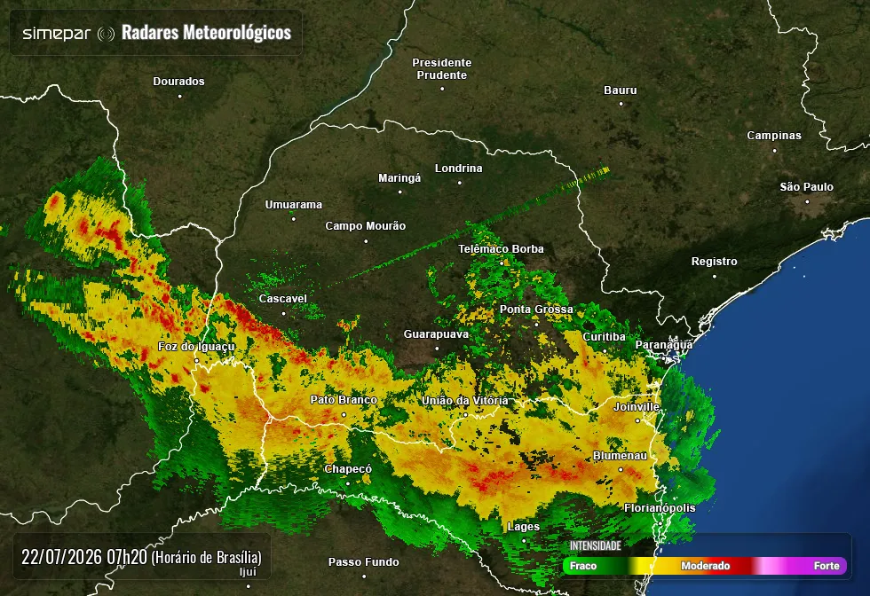 Previsão do tempo: frente fria traz chuvas fortes, risco de temporais e queda nas temperaturas no Paraná
