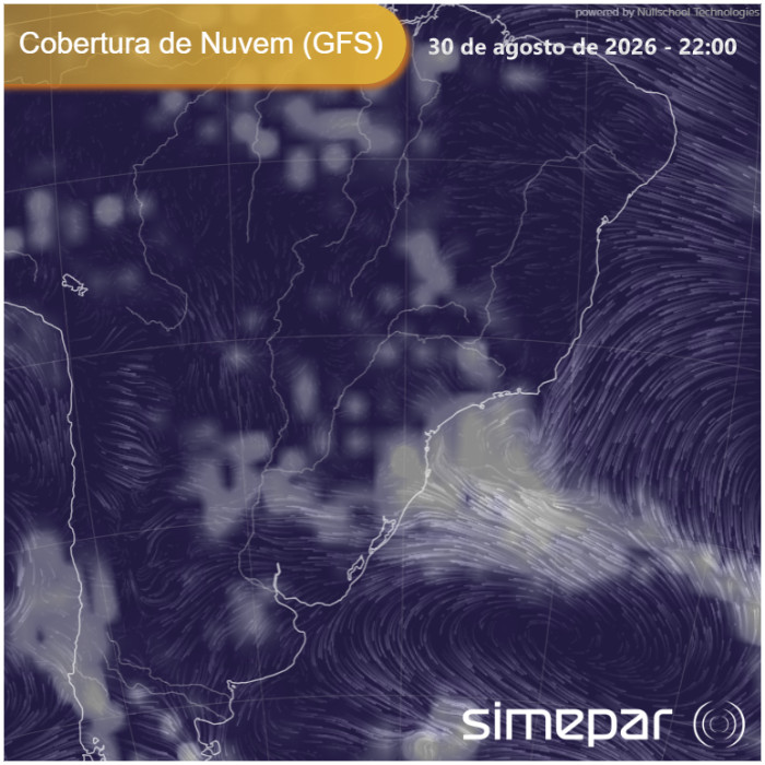 Frente fria e baixa pressão mantêm alerta para temporais no Paraná, aponta Simepar