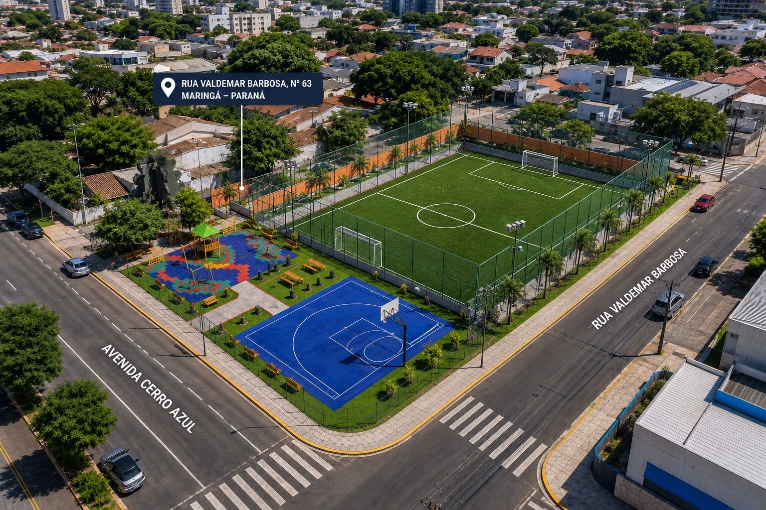 Com investimento de R$ 1.678.618,94, o Espaço Esportivo terá 3.512,42 metros quadrados