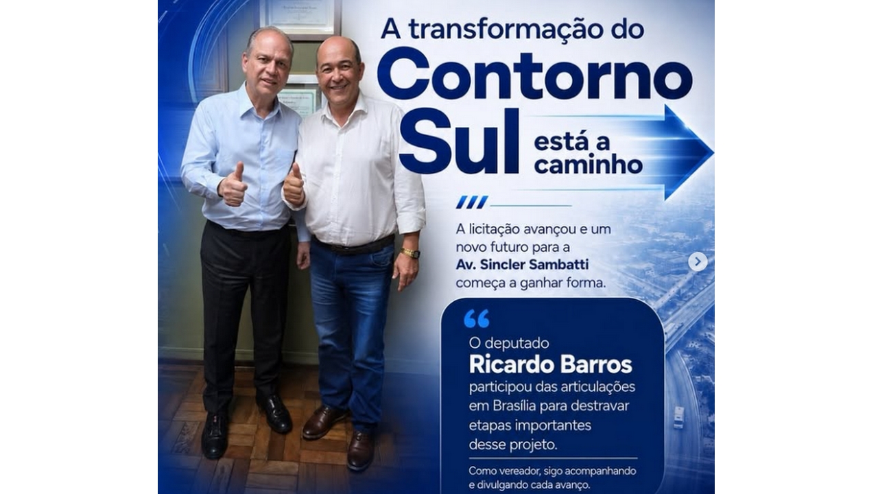 obra do Contorno Sul ganha novo impulso com articulação em Brasília