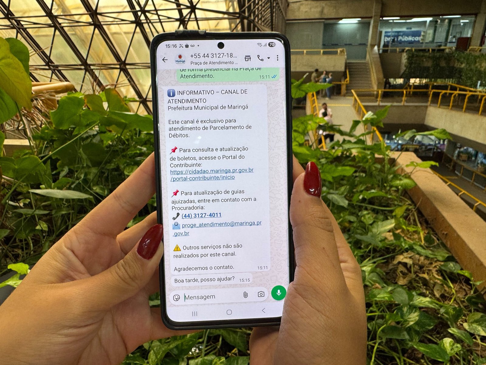 Parcelamento de débitos via WhatsApp
