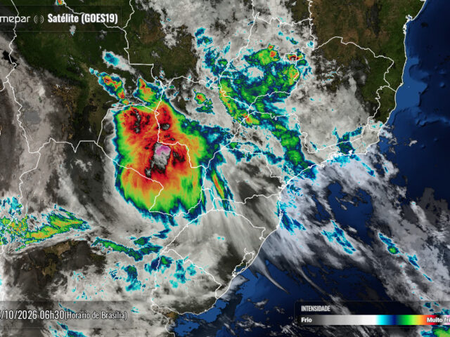 Paraná terá segunda-feira de tempo instável com risco de tempestades isoladas