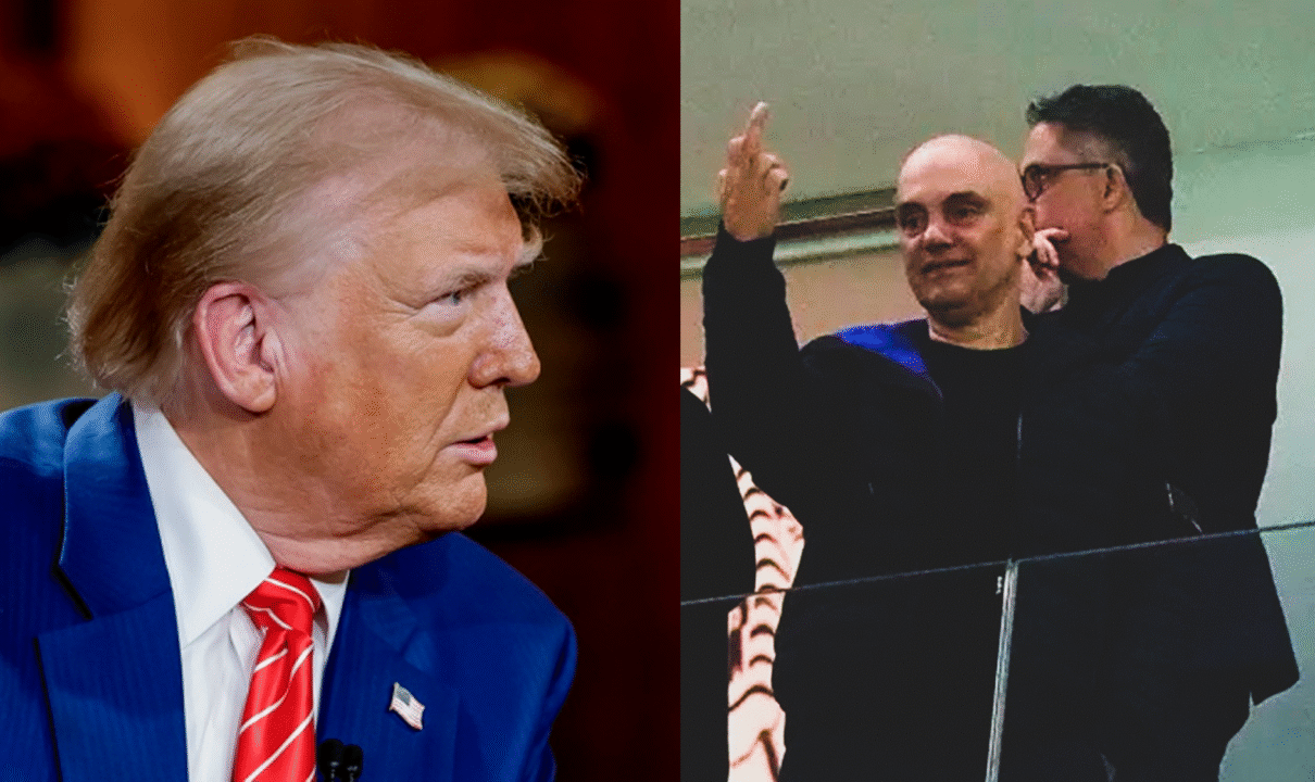 Lei Magnitsky de Donal Trump contra Alexandre de Moraes mostrando o dedo do meio