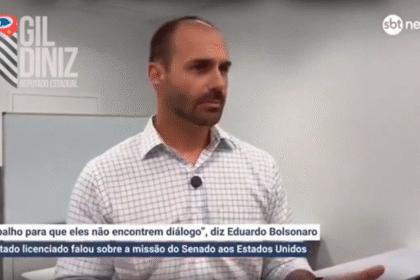 Eduardo Bolsonaro nos Estados Unidos sobre taxação de 50%