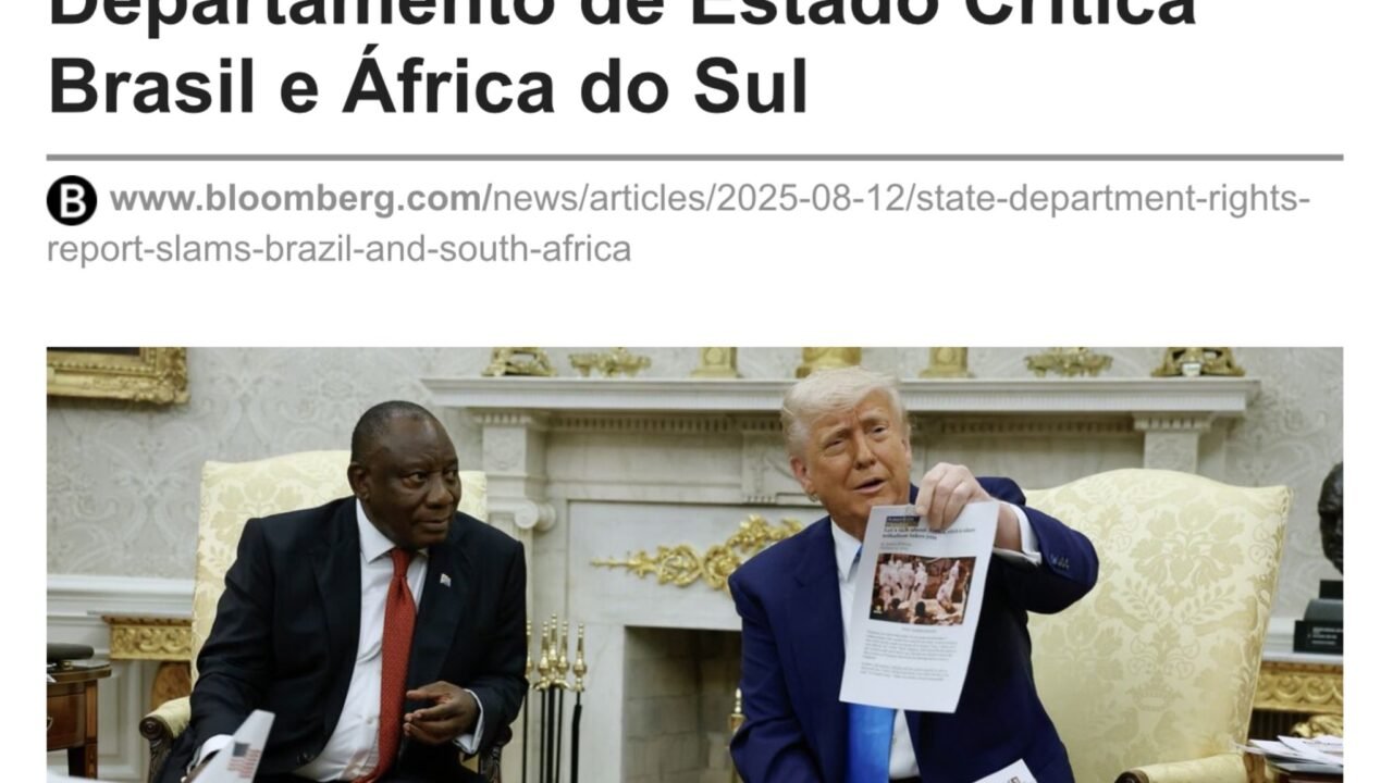 Relatório dos EUA sobre violação de direitos humanos no Brasil e na África do Sul é destaque na Bloomberg
