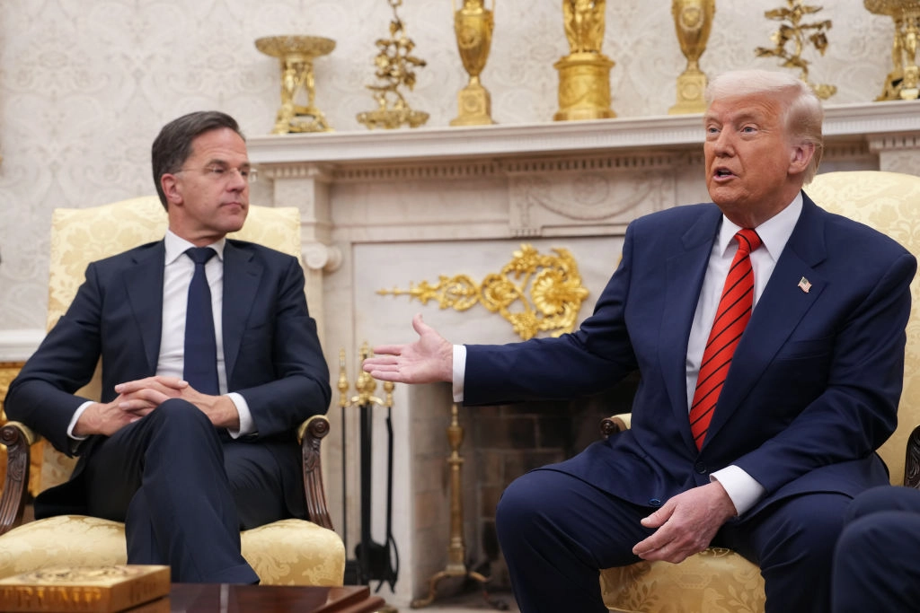 Secretário-geral da OTAN, Mark Rutte e o presidente dos Estados Unidos, Donald Trump