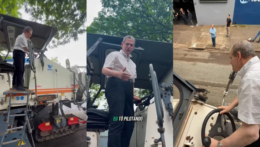 Silvio Barros pilota maquina fresadora