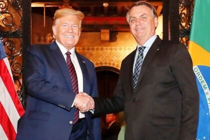 Presidente dos Estados Unidos Donald John Trump e o ex-presidente Jair Bolsonaro.