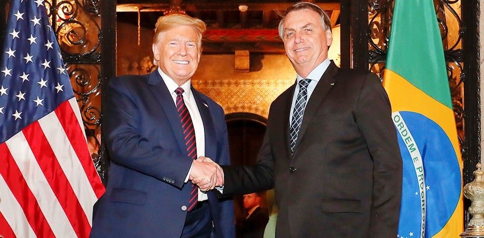 Presidente dos Estados Unidos Donald John Trump e o ex-presidente Jair Bolsonaro.